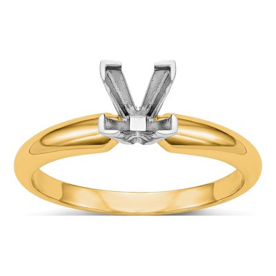 14K Two-Tone Gold Princess Solitaire Ring Mounting – view 8