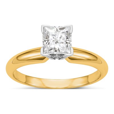 14K Two-Tone Gold Princess Solitaire Ring Mounting