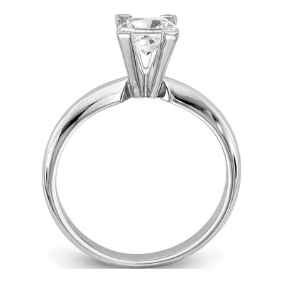 14K White Gold Medium-Weight Half-Round V-End Princess Solitaire Ring Mounting – view 2