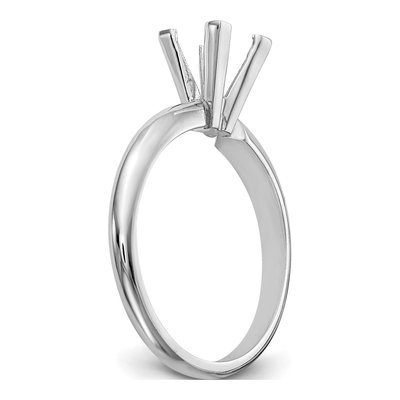 14K White Gold Medium-Weight Half-Round V-End Princess Solitaire Ring Mounting – view 6