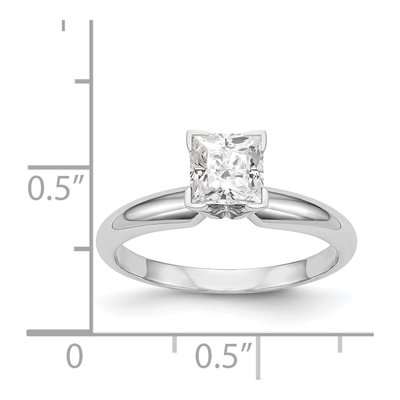 14K White Gold Medium-Weight Half-Round V-End Princess Solitaire Ring Mounting – view 7