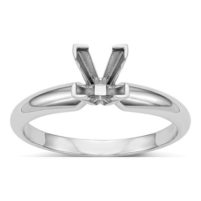 14K White Gold Medium-Weight Half-Round V-End Princess Solitaire Ring Mounting – view 8