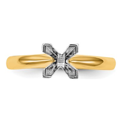 14K Two-Tone Gold Comfort-Fit Solitaire Ring Mounting – view 4