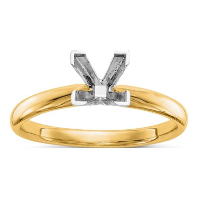 14K Two-Tone Gold Comfort-Fit Solitaire Ring Mounting – view 8