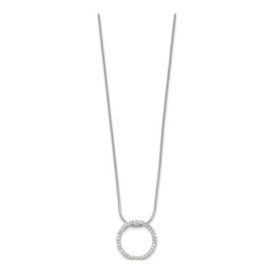 Rhodium-Plated CZ Circle Necklace – view 2