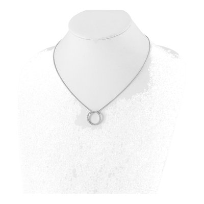 Rhodium-Plated CZ Circle Necklace – view 3