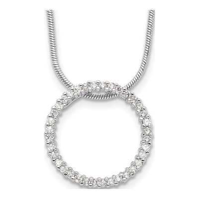 Rhodium-Plated CZ Circle Necklace