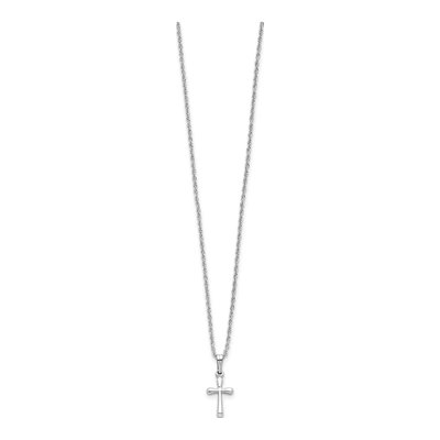 Rhodium-Plated Cross Necklace, 18" – view 2