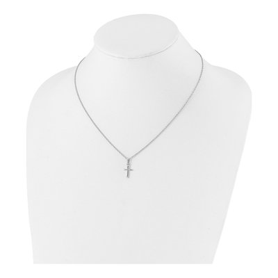 Rhodium-Plated Cross Necklace, 18" – view 3