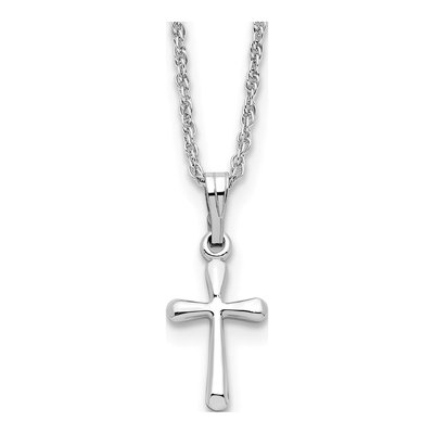 Rhodium-Plated Cross Necklace, 18"