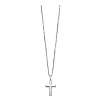 Rhodium-Plated Cross Necklace, 18 in – view 2