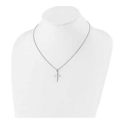 Rhodium-Plated Cross Necklace, 18 in – view 3