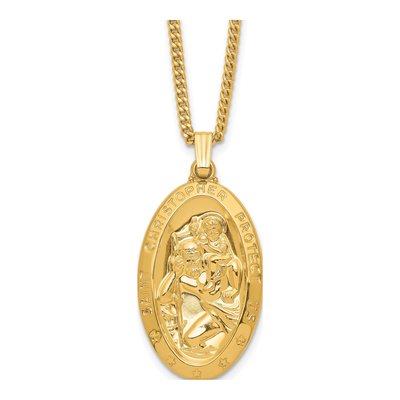 Gold-Plated St. Christopher Necklace, 24"