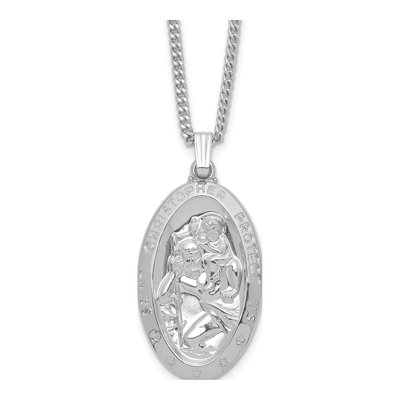 St. Christopher Medal Necklace, 24in
