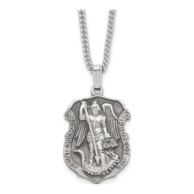 St. Michael Medal Necklace 24in