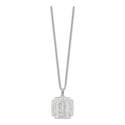 St. Florian Medal Necklace, 24" Rhodium Chain – view 2