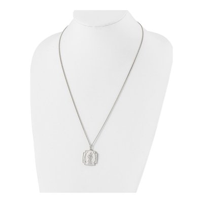 St. Florian Medal Necklace, 24" Rhodium Chain – view 3