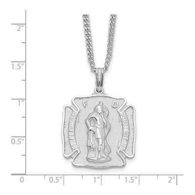 St. Florian Medal Necklace, 24" Rhodium Chain – view 4