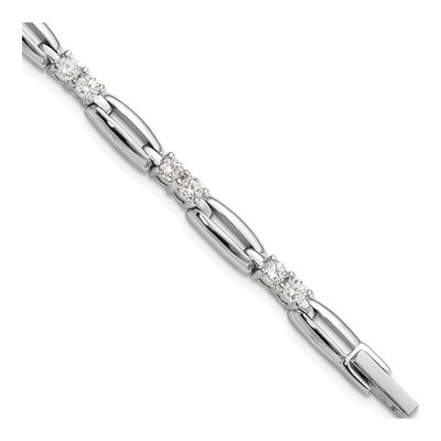 Rhodium-Plated CZ Link Bracelet