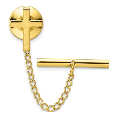 Fashion Kelly Waters Gold-Plated Polished Cross Tie Tac