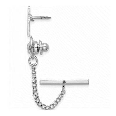Men's Rhodium-Plated Cross Tie Tac – view 2