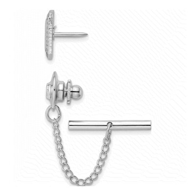 Fashion Kelly Waters Rhodium-Plated Square With Textured Edge Engravable Tie Tac – view 2