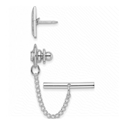 Rhodium Hexagon Engravable Tie Tac – view 2