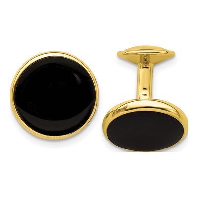 Gold-Plated Black Epoxy Cuff Links