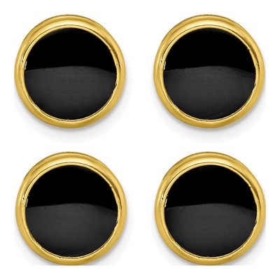 Gold-Plated Black Epoxy Tuxedo Studs Set – view 2