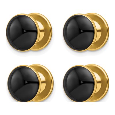 Gold-Plated Black Epoxy Tuxedo Studs Set
