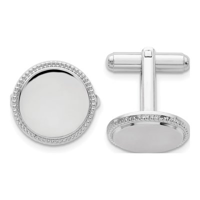 Rhodium-Plated Engravable Cuff Links