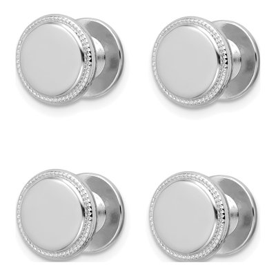Rhodium-Plated Tuxedo Studs Set