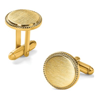 Gold-Plated Satin Round Cuff Links – view 3