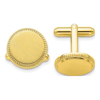 Gold-Plated Satin Round Cuff Links