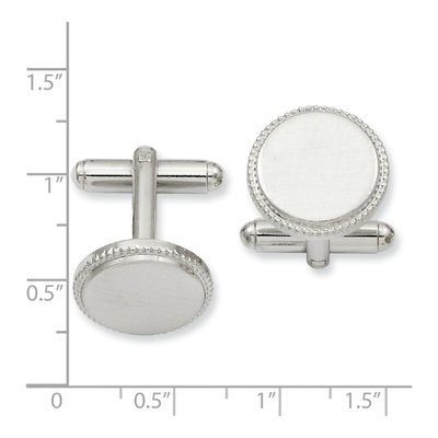 Rhodium-Plated Satin Round Cuff Links – view 2