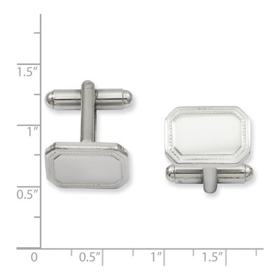 Men's Rhodium-Plated Engravable Rectangle Cuff Links – view 2