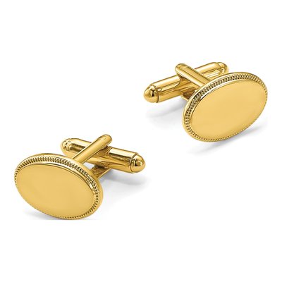 Gold-Plated Engravable Oval Cuff Links – view 3