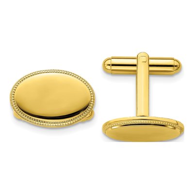 Gold-Plated Engravable Oval Cuff Links
