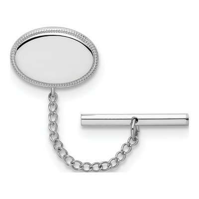Rhodium Engravable Oval Tie Tac