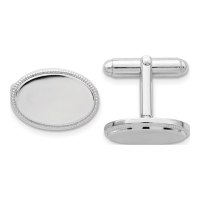 Rhodium-Plated Engravable Cuff Links
