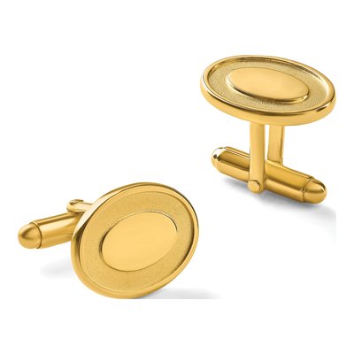 Gold-Plated Engravable Oval Cuff Links – view 3