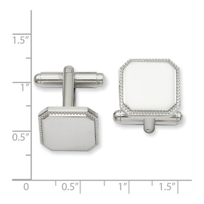 Engravable Square Cuff Links, Rhodium-Plated – view 2