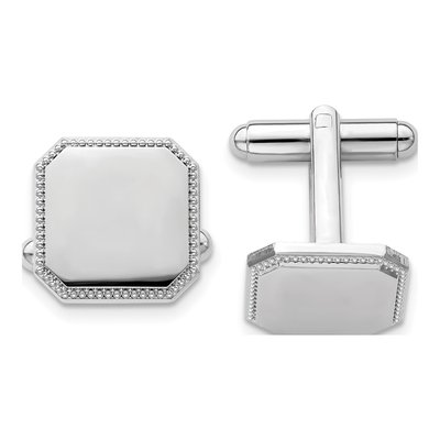 Engravable Square Cuff Links, Rhodium-Plated
