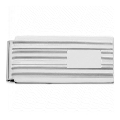 Men's Rhodium-Plated Engravable Hinged Money Clip