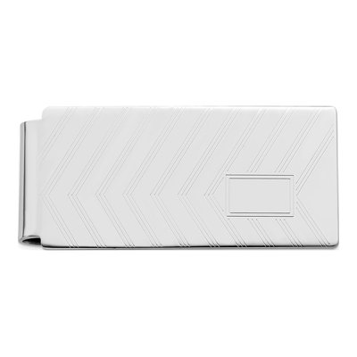 Men's Rhodium-Plated Engravable Money Clip