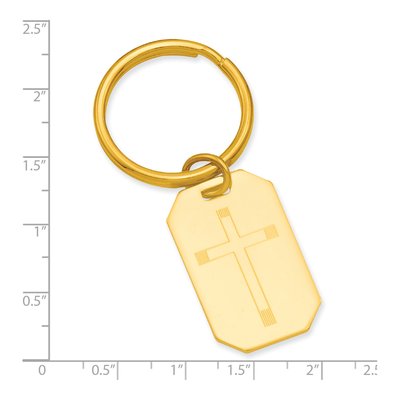 Gold-Plated Cross Key Ring, Engravable – view 3