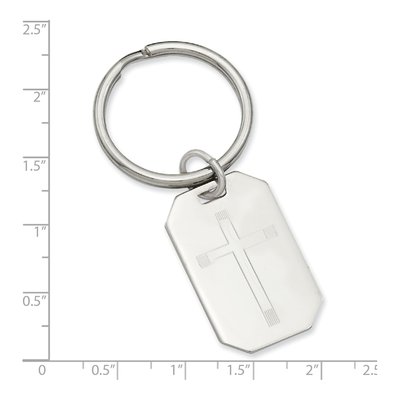 Engravable Cross Key Ring, Rhodium-Plated – view 4