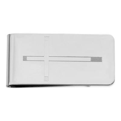 Rhodium-Plated Cross Money Clip