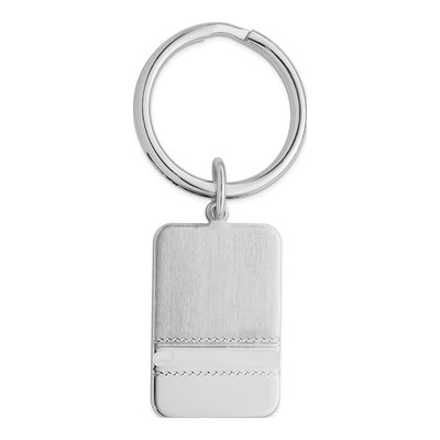 Men's Rhodium-Plated Kelly Waters Satin Key Ring
