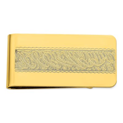 Men's Gold-Tone Money Clip with Swirl Pattern